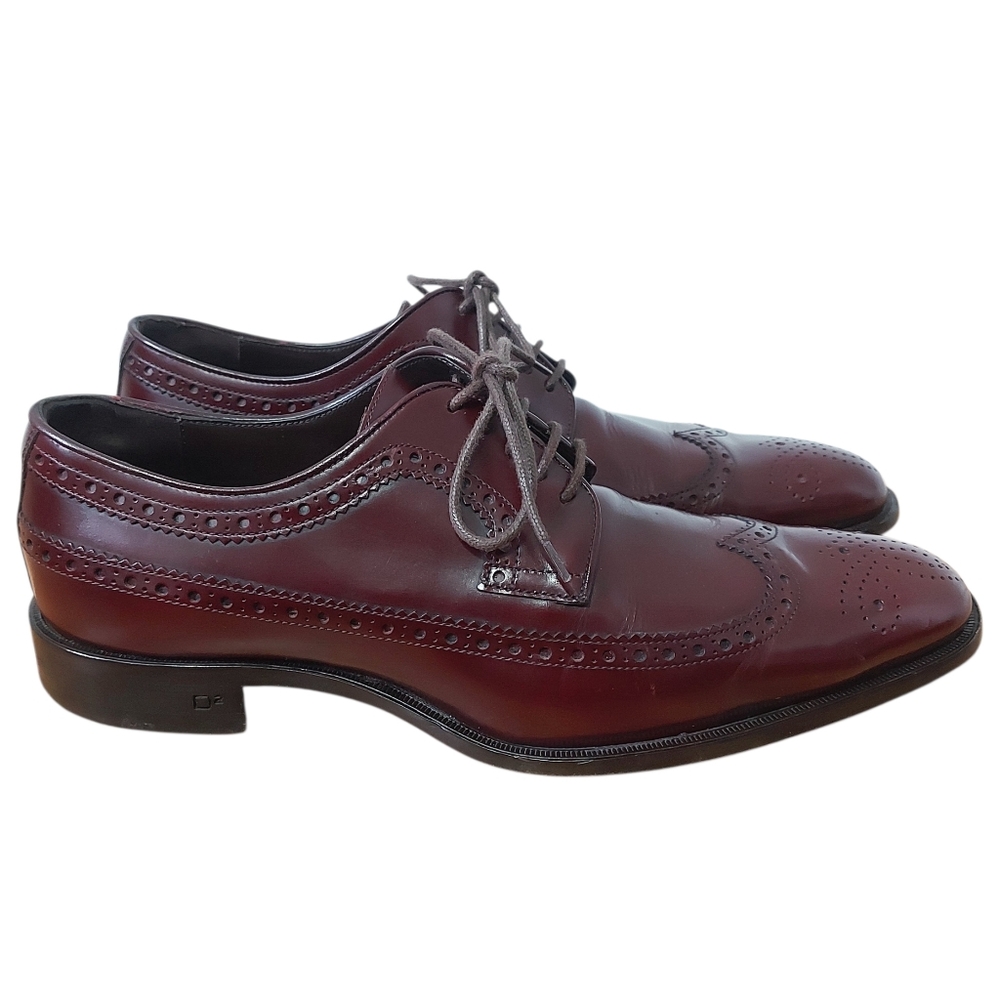 DSquared2 Men Burgundy Brogue Oxfords Size 40 EU Wingtip Claasic Dress Shoes - Picture 3 of 12